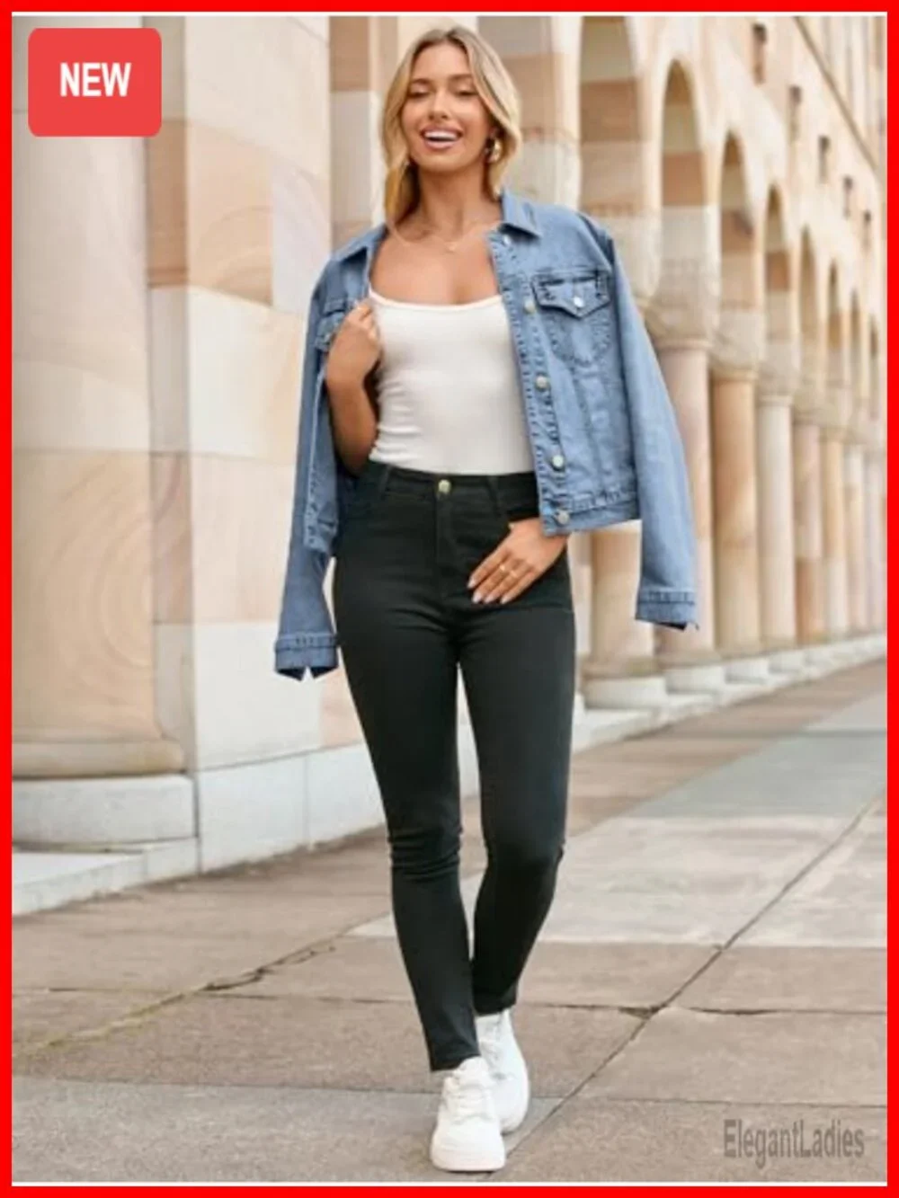 Women's Denim Jacket Classic Long Sleeve Button Down Fitted Western Coat with